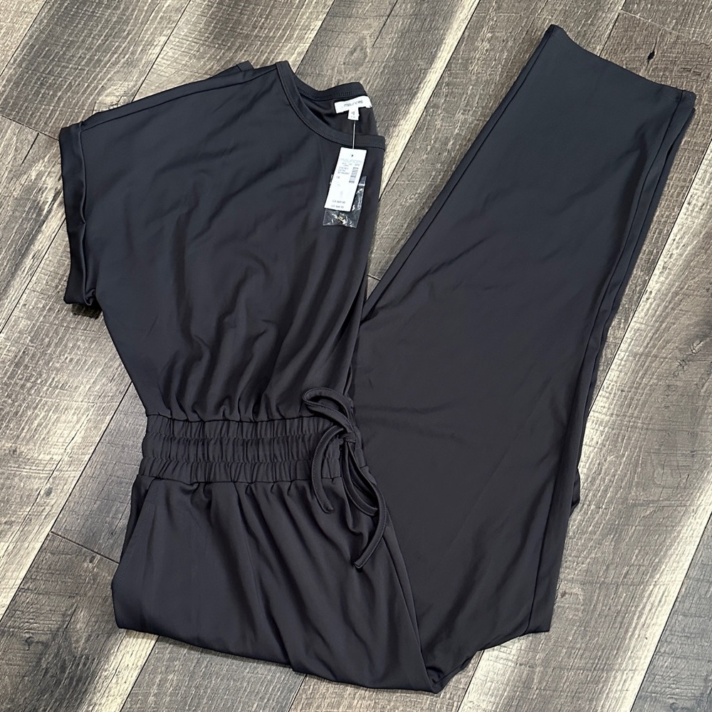 NWT Maurices Gray Short-Sleeve Jumpsuit with Drawstring Waist